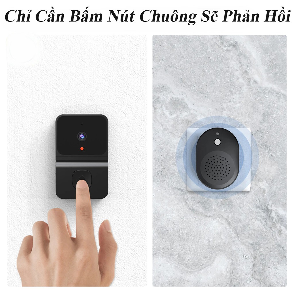 Chuông Cửa Không Dây Cao Cấp Có Camera Full HD, Chuông Cửa Thông Minh Tự Động Báo Hình Ảnh Về Điện Thoại Z30 - Nabita