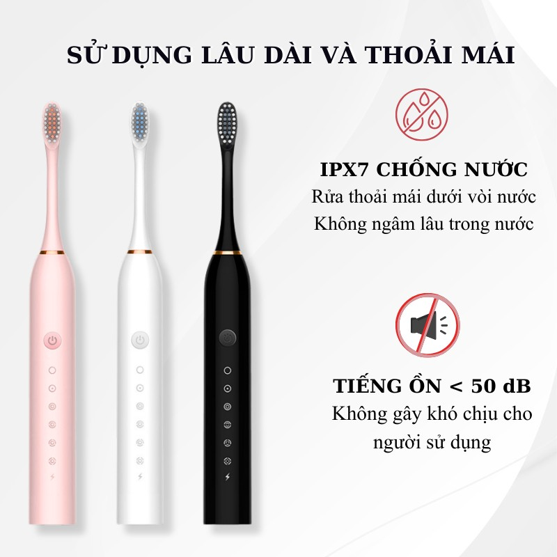 Bàn Chải Điện Sonic X-3 Chống Thấm Nước Thông Minh Cho Gia Đình An Toàn Tiện Lợi