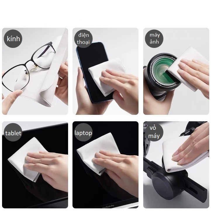 Khăn lau micro-fiber chuyên dụng hai lớp cho màn hình laptop điện thoại máy tính bảng ipad apple watch máy ảnh
