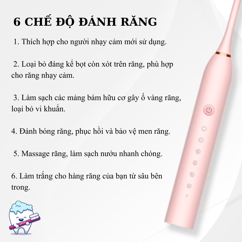 Bàn Chải Điện Sonic X-3 Chống Thấm Nước Thông Minh Cho Gia Đình An Toàn Tiện Lợi