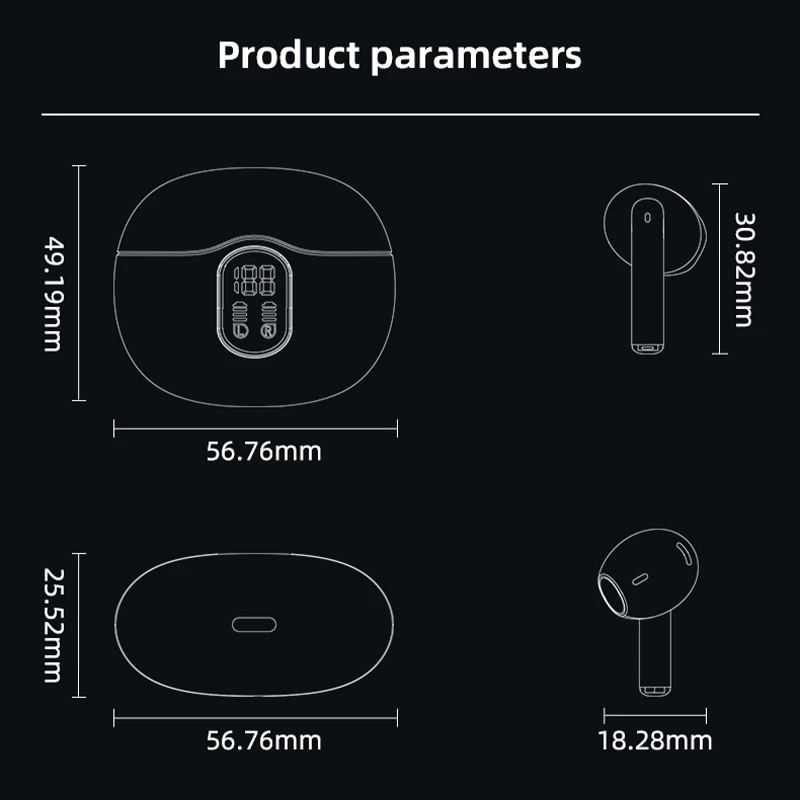 Tai nghe Bluetooth không dây mới Giảm tiếng ồn 5.3 Tai nghe trò chơi màn hình thông minh âm thanh nổi có micrô IPX5