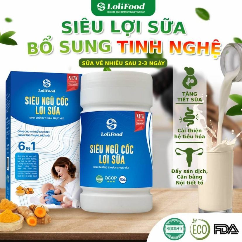 Lợi Sữa LOLIFOOD Bổ Sung Tinh Bột Nghệ LOLIFOOD 500g Tăng Tiết Sữa, Giúp Đẩy Sản Dịch (Tiêu Chuẩn FDA Hoa Kỳ)