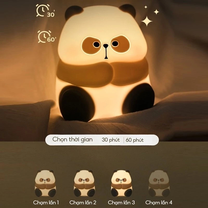 Đèn Cảm Ứng Silicon Cấp Thực Phẩm LED Squishy Panda