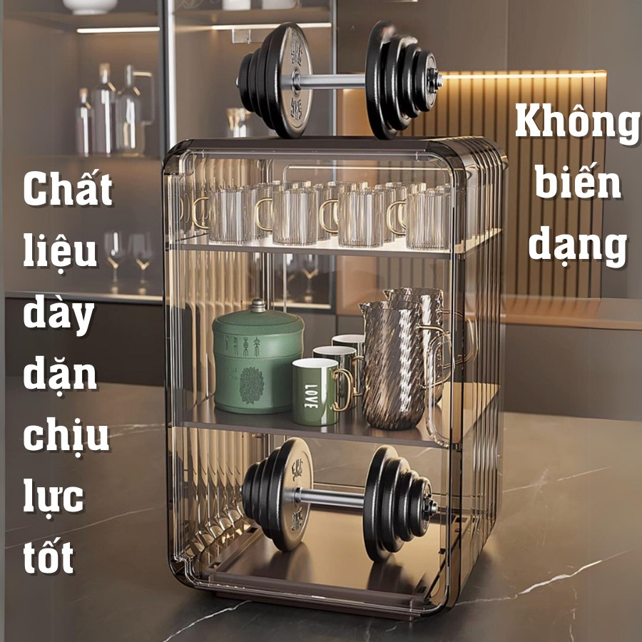 Kệ Đựng Ly Cốc, Bình Sữa, Tủ Đựng Mỹ Phẩm Để Bàn Bằng Acrylic Trong Suốt Chống Bụi sang trọng trong nhà