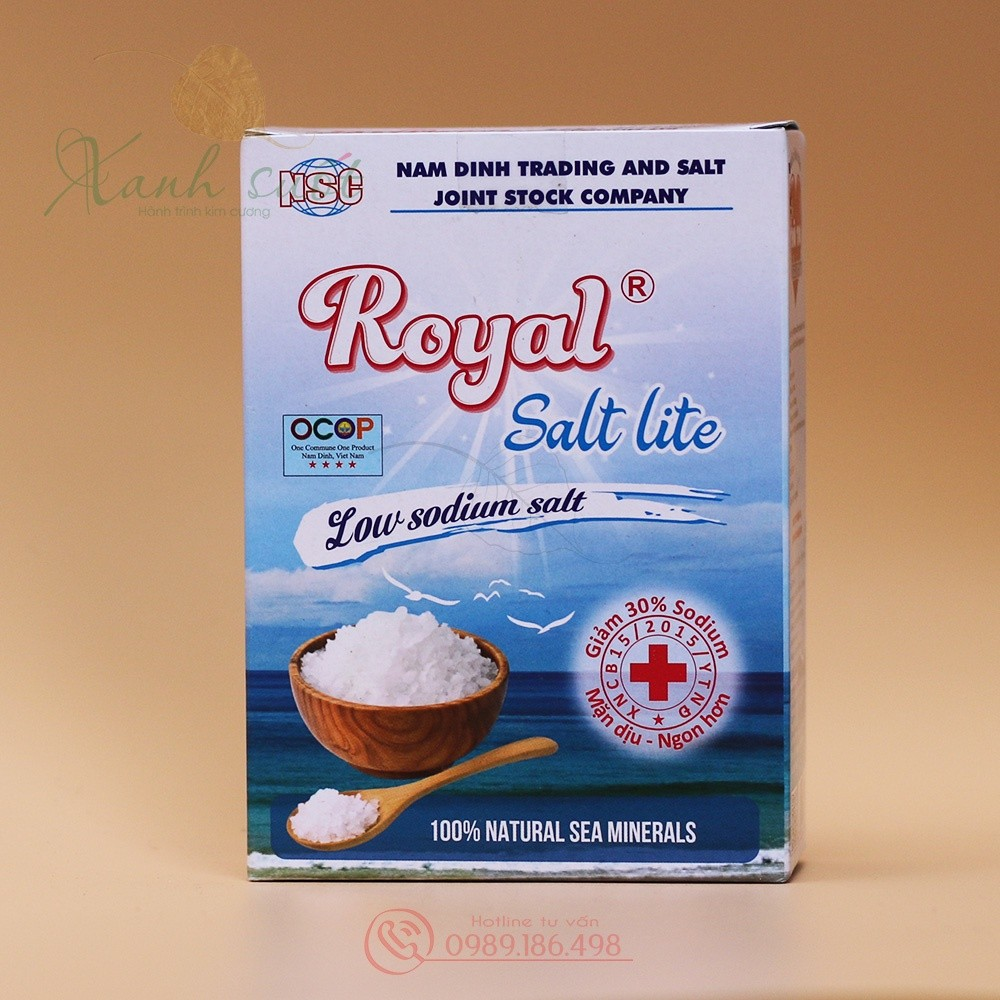 [NSC] Muối Nhạt Royal- Muối Biển Cho Người Ăn Kiêng, Bé Ăn Dặm, Huyết Áp Cao- Salt Light, Low Sodium Salt [Xanh Suốt]