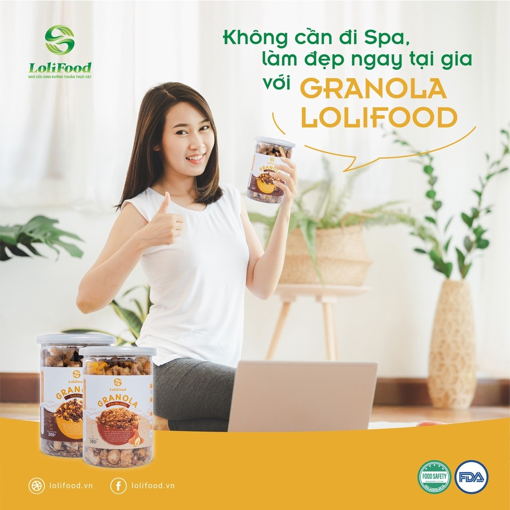 Granola Ăn Kiêng hạt granola Giảm cân Lolifood Nhiều Hạt Vị Socola 300g Mật Dừa Nước Dịu Ngọt Thơm Ngon