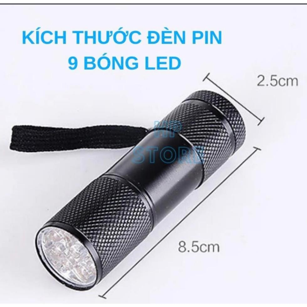 Đèn soi tiền giả LED UV 9 bóng, soi giấy tờ, cà vẹt, bằng lái xe, vé số, sấy keo ( tặng kèm pin)