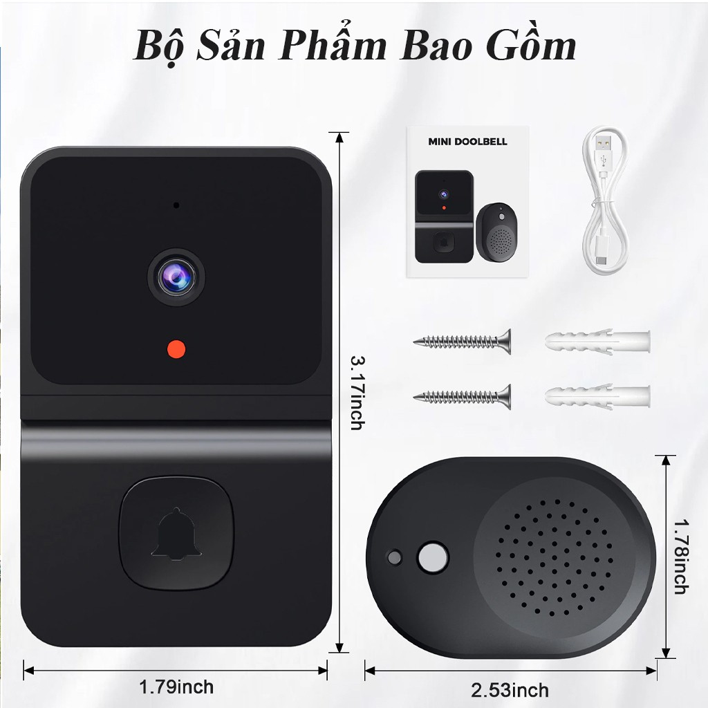 Chuông Cửa Không Dây Cao Cấp Có Camera Full HD, Chuông Cửa Thông Minh Tự Động Báo Hình Ảnh Về Điện Thoại Z30 - Nabita