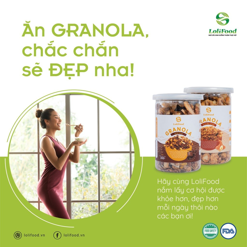 Granola Giảm Cân Granola Ăn Kiêng Lolifood 300g Nhiều Hạt Vị Bơ Đậu Phộng Bổ Sung Mật Dừa Nước Ăn Vặt Healthy