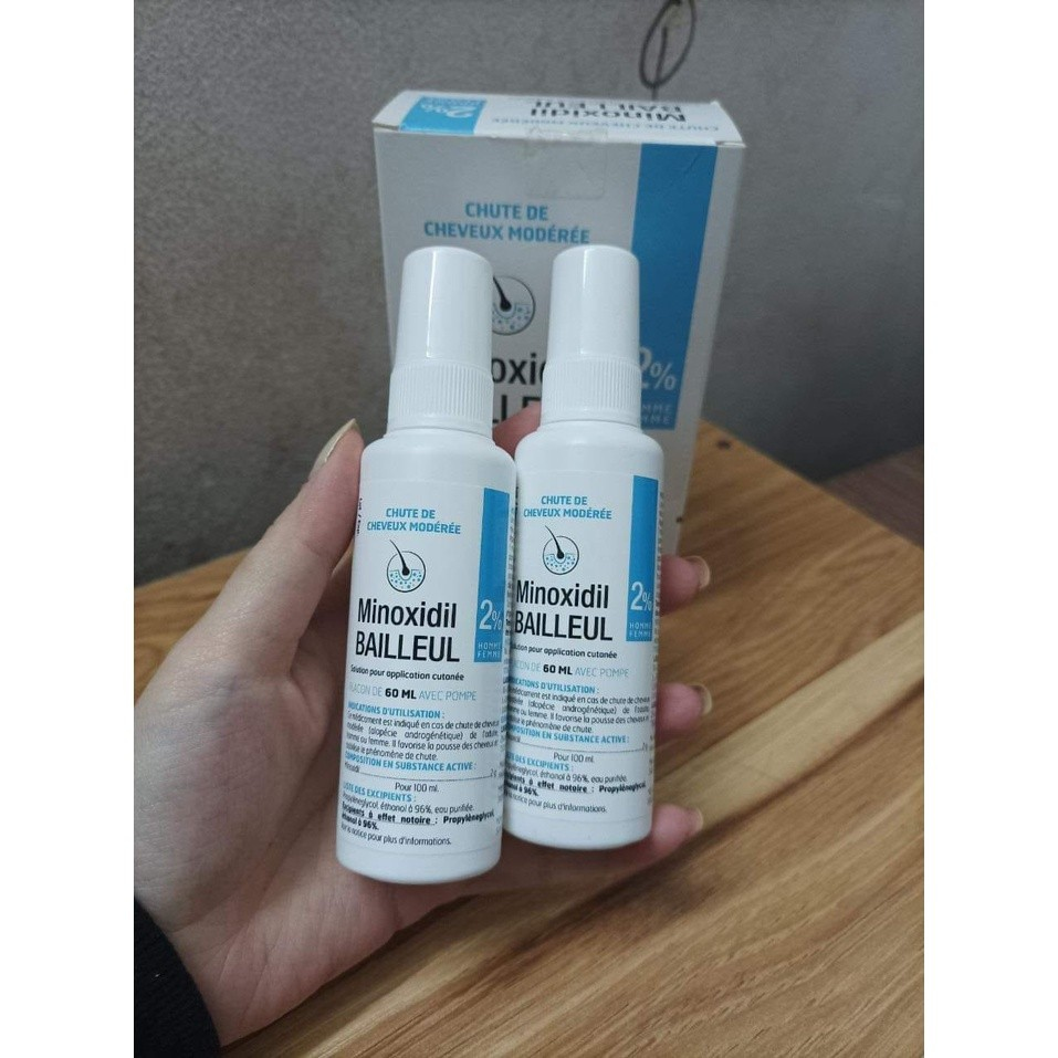 Xịt mọc tóc Minoxidil Bailleul 2%, 5% - NHẬP TRỰC TIẾP PHÁP - NGĂN RỤNG TÓC, KÍCH THÍCH MỌC TÓC 1 lọ lẻ