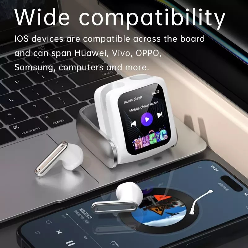 Tai nghe Bluetooth không dây màn hình cảm ứng hoàn toàn thông minh T71 mới 5.4 với micrô IPX5 Giảm tiếng ồn