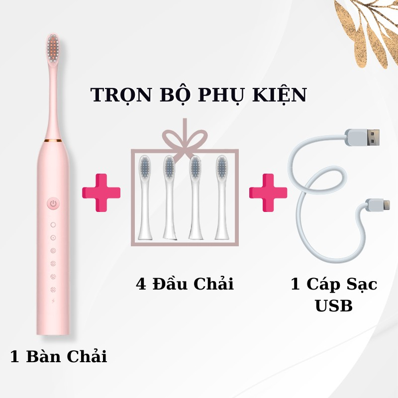 Bàn Chải Điện Sonic X-3 Chống Thấm Nước Thông Minh Cho Gia Đình An Toàn Tiện Lợi