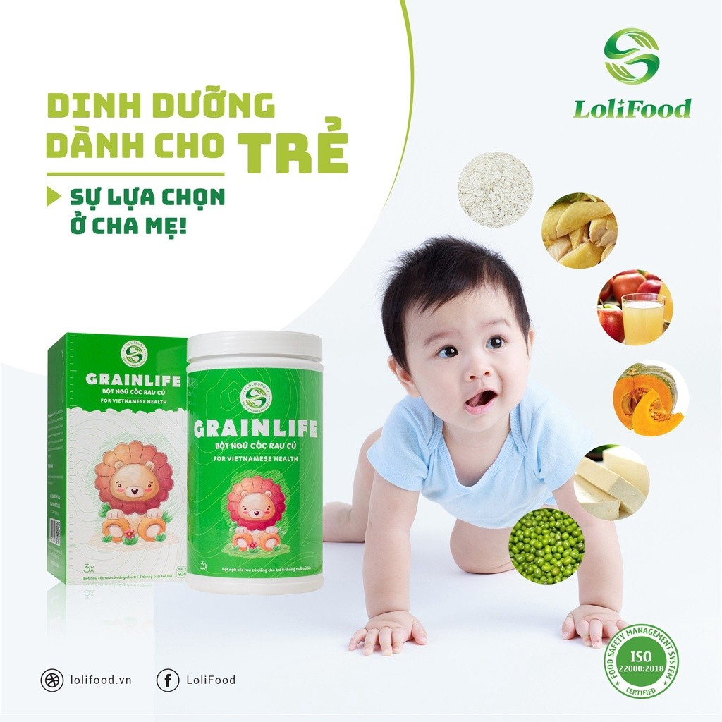 Bột Ăn Dặm Cho Bé 6 Tháng bột rau củ cho bé ăn dặm LoliFood 400g Ngũ Cốc Rau Củ Giàu Chất Xơ Và Dinh Dưỡng Nhanh Lớn