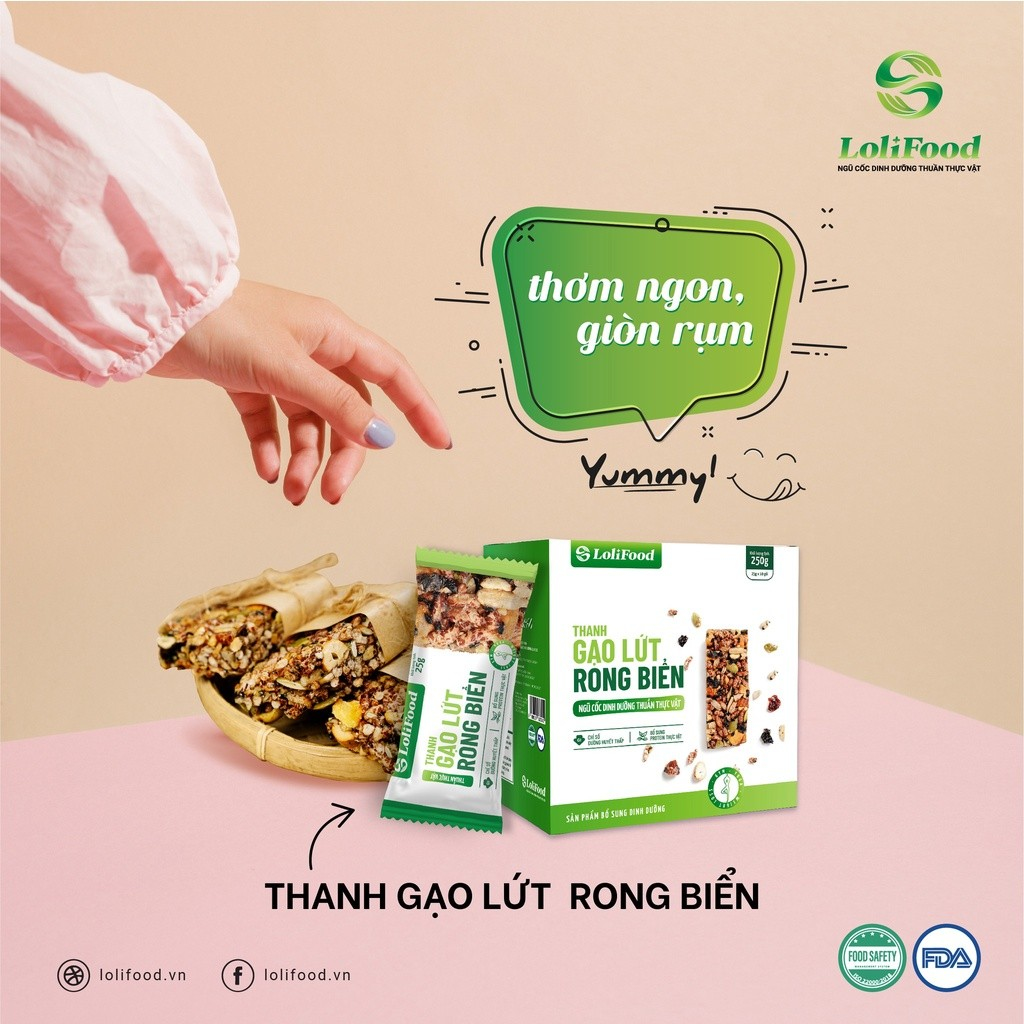 Thanh Gạo Lứt Rong Biển Mix Hạt LoliFood healthy giúp giảm cân [ĂN CHAY ĐƯỢC]