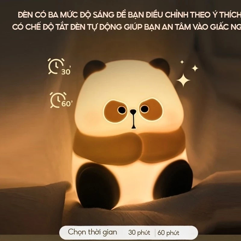 Đèn Cảm Ứng Silicon Cấp Thực Phẩm LED Squishy Panda