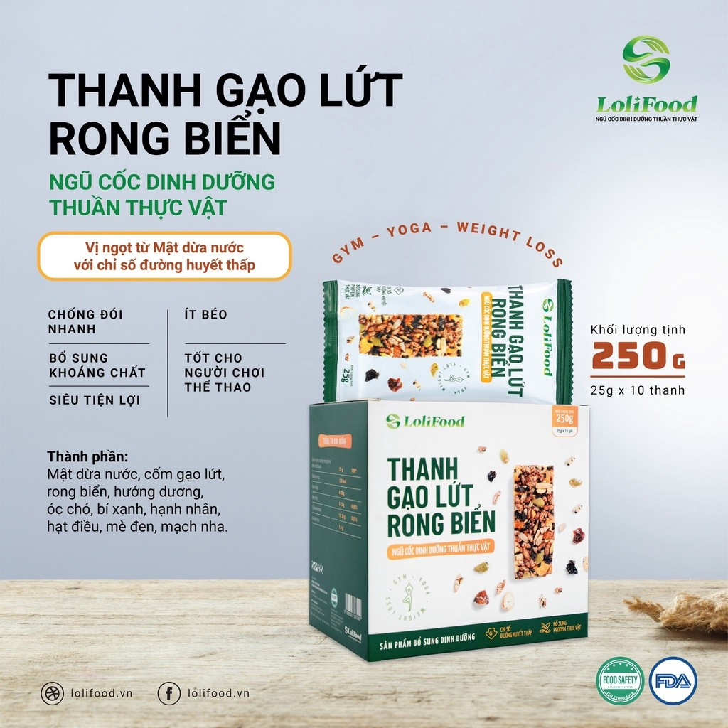 Thanh Gạo Lứt Rong Biển Mix Hạt LoliFood healthy giúp giảm cân [ĂN CHAY ĐƯỢC]